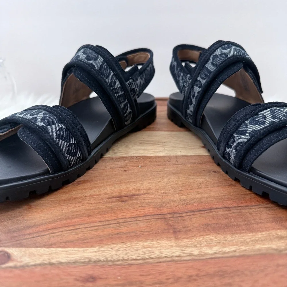 Vionic Cassidy Denim Multi Leopard Print Sandals Womens 8 Orthotic Comfort Blue - Picture 8 of 10